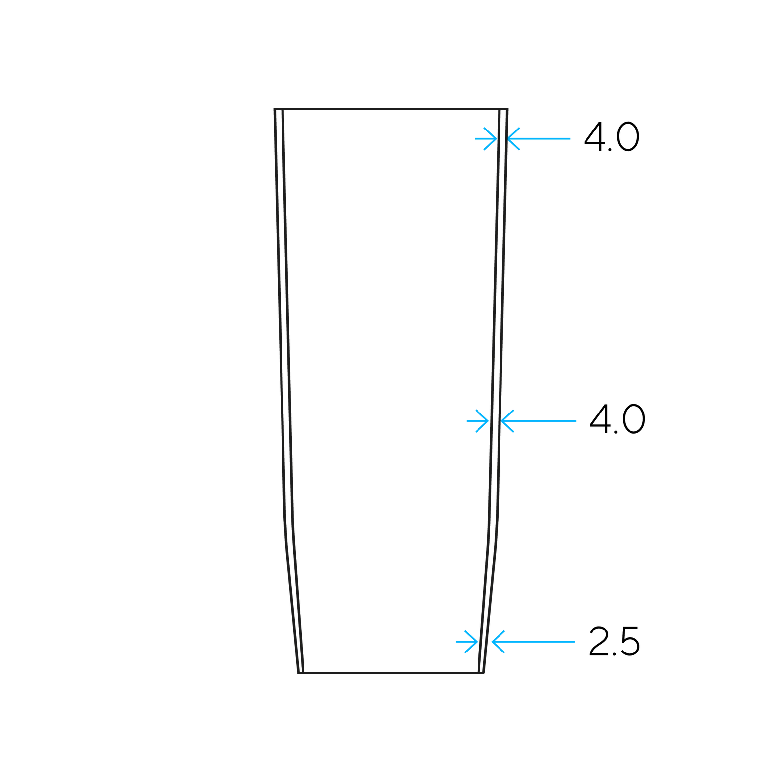 Measurement diagram for the Nord° Sleeve 1.2.X.