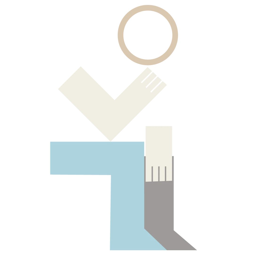 Flat geometric illustration of a seated person thinking.